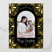 美しい黒い植物体のフレームフォト 箔シーズンポストカード (正面)