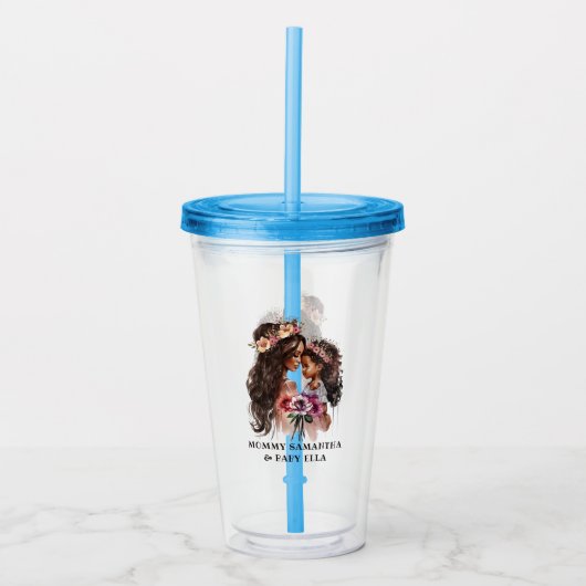 美しい黒い母と娘 アクリルタンブラー (正面)