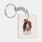 美しい黒い母と娘 キーホルダー (正面左)