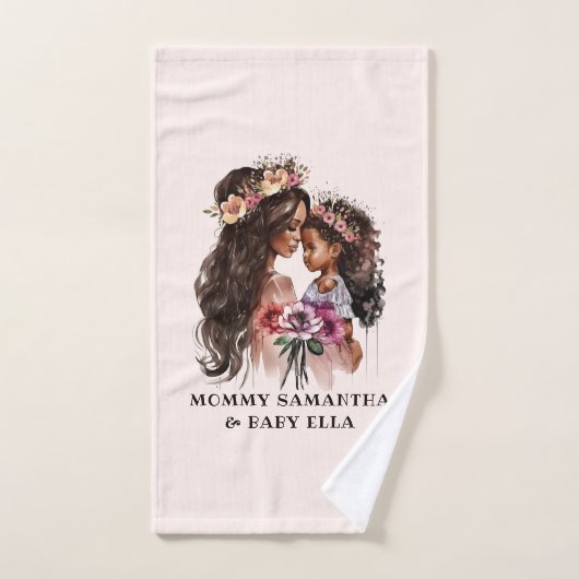 美しい黒い母と娘 バスタオルセット (ハンドタオル)