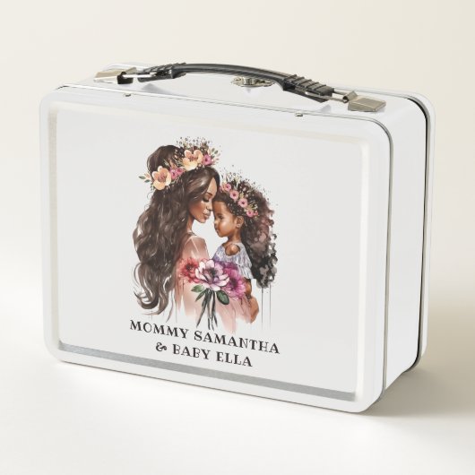 美しい黒い母と娘 メタルランチボックス (裏面)