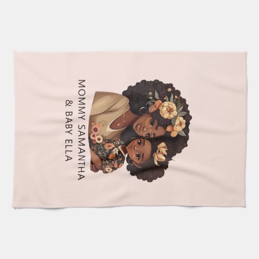 美しい黒い母と娘(10) キッチンタオル (横)
