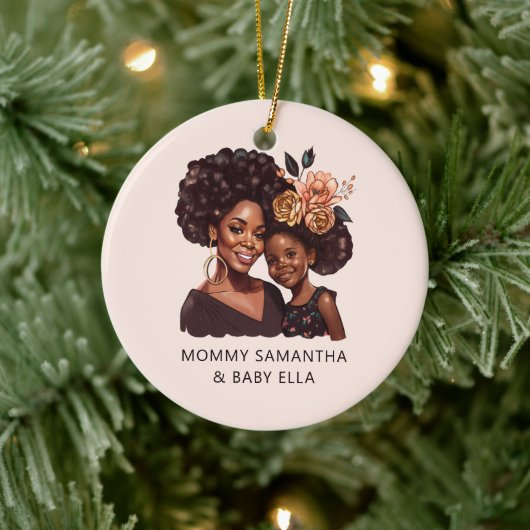 美しい黒い母と娘(10) セラミックオーナメント (ツリー)