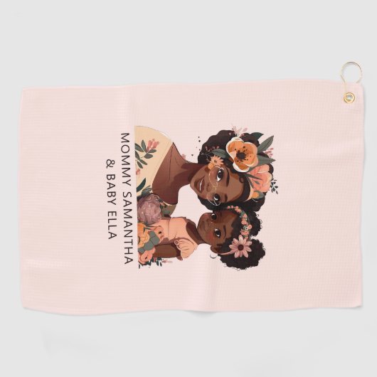 美しい黒い母と娘(13) ゴルフタオル (横)