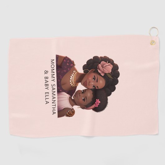 美しい黒い母と娘(14) ゴルフタオル (横)