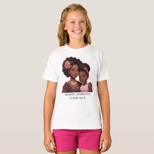 美しい黒い母と娘(14) Tシャツ (正面フル)