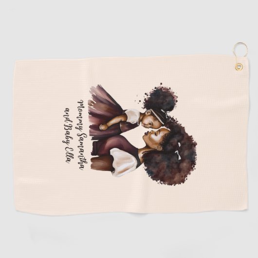 美しい黒い母と娘(24) ゴルフタオル (横)