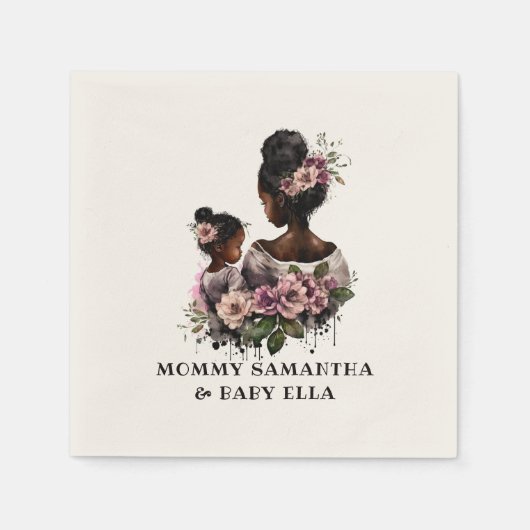 美しい黒い母と娘(7) スタンダードカクテルナプキン (正面)