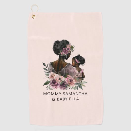 美しい黒い母と娘(8) ゴルフタオル (正面)