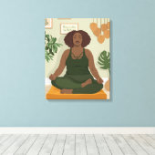 美しい黒い湾曲しためい想女性 キャンバスプリント (インサイチュ (ウッドフロア))