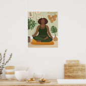 美しい黒い湾曲しためい想女性 ポスター (キッチン)