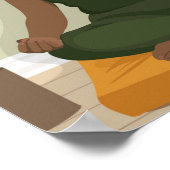 美しい黒い湾曲しためい想女性 ポスター (角)