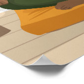 美しい黒い湾曲しためい想女性 ポスター (角)