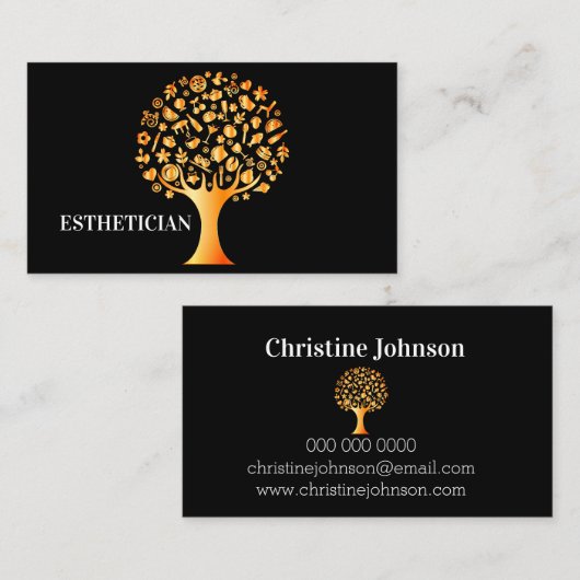美しい黒い金ゴールドツリーのライフ名刺 名刺 (正面/裏面)