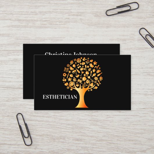 美しい黒い金ゴールドツリーのライフ名刺 名刺 (正面/裏面インサイチュ)