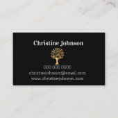 美しい黒い金ゴールドツリーの生活の名刺 名刺 (裏面)