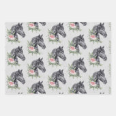 美しい黒い馬の頭ポートレート水の色Wra ラッピングペーパーシート (正面3)