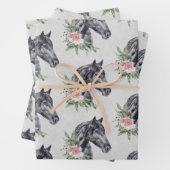 美しい黒い馬の頭ポートレート水の色Wra ラッピングペーパーシート (インサイチュ)