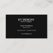 美しい黒く及び白いダマスク織のインテリア・デザイン 名刺 (裏面)