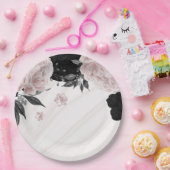 美しい黒とピンクの花大理石 ペーパープレート (パーティー)