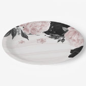 美しい黒とピンクの花大理石 ペーパープレート (アングル)