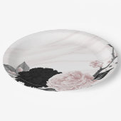 美しい黒とピンクの花大理石 ペーパープレート (アングル)