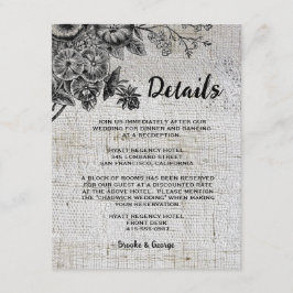 美しい黒と灰色の結婚花 エンクロージャーカード