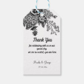 美しい黒と灰色の結婚花 ギフトタグ (正面)