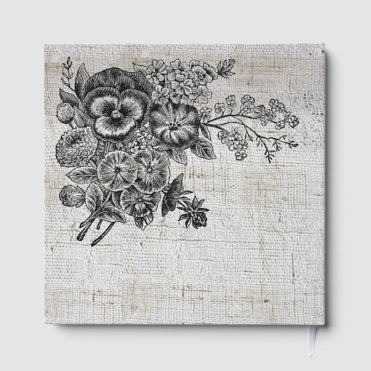 美しい黒と灰色の結婚花 ゲストブック (裏面)