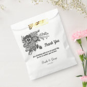 美しい黒と灰色の結婚花 フェイバーバッグ (封をした状態)