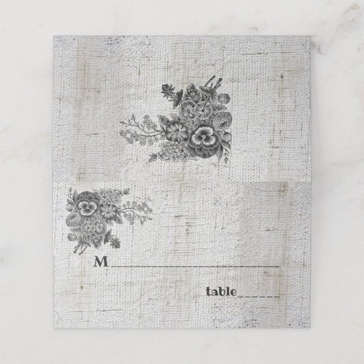 美しい黒と灰色の結婚花 プレイスカード (外部開封)