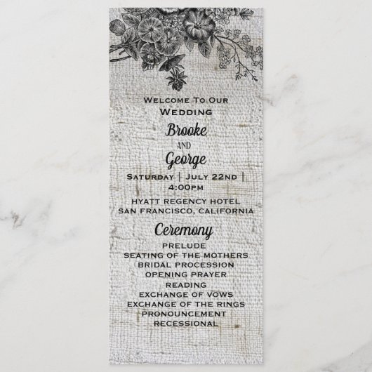 美しい黒と灰色の結婚花 プログラム (正面)