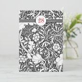 美しい黒と白のダマスク誕生日招待状 招待状 (スタンド正面)