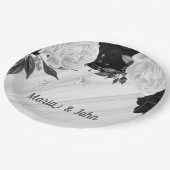 美しい黒と白の花大理石 ペーパープレート (アングル)