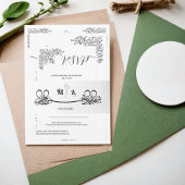 美しい黒と白の花柄のイスラム教ニカーフォーマルウェディング 招待状