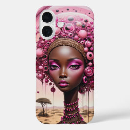 美しい黒と紫のシュールな少女のカバー iPhone 16ケース