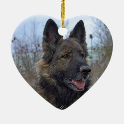 美しい黒と褐色のドイツの羊飼いの子犬 セラミックオーナメント (正面)