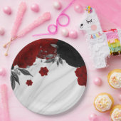 美しい黒と赤の花大理石 ペーパープレート (パーティー)