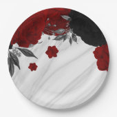 美しい黒と赤の花大理石 ペーパープレート (正面)