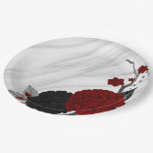 美しい黒と赤の花大理石 ペーパープレート (アングル)
