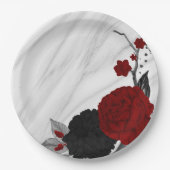 美しい黒と赤の花大理石 ペーパープレート (正面)