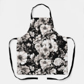 美しい黒と軽いセピア色のトーンフローラ エプロン (正面)