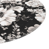 美しい黒と軽いセピア色のトーンフローラ カッティングボード (角)