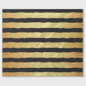 美しい黒と金の箔のストライプ ラッピングペーパー (フラット)