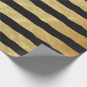美しい黒と金の箔のストライプ ラッピングペーパー (角)