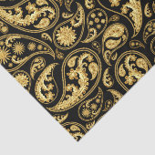 美しい黒と金ゴールドのペイズリーパターン 薄葉紙 (詳細)