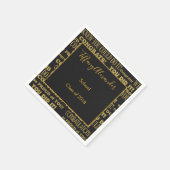美しい黒と金ゴールドの卒業 スタンダードカクテルナプキン (角)