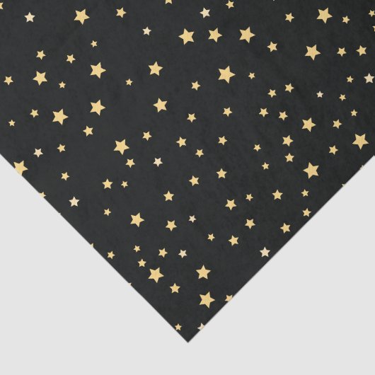 美しい黒と金ゴールド星空の星模様 薄葉紙 (詳細)
