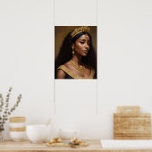 美しい黒のクイーンズウェア金ゴールドクラウン ポスター (キッチン)