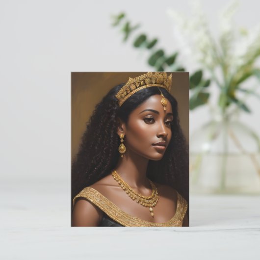 美しい黒のクイーンズウェア金ゴールドクラウン ポストカード (スタンド正面)